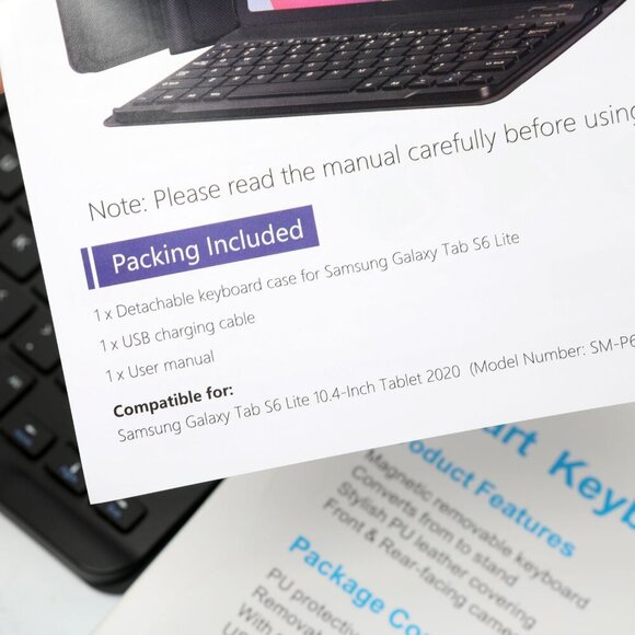 Samsung Galaxy Tab S6 Lite Wireless Keyboard Case Magnetic Travel Black Office - Picture 10 of 12